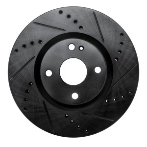 Fiat 124 Spider Brake Rotor (1) - Front Right - R1 Concepts - Drilled & Slotted - Black - `16-`25